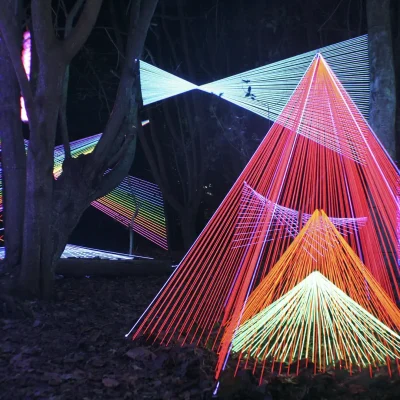 Installation Between Yew & Holly - &copy;Funky String Fings